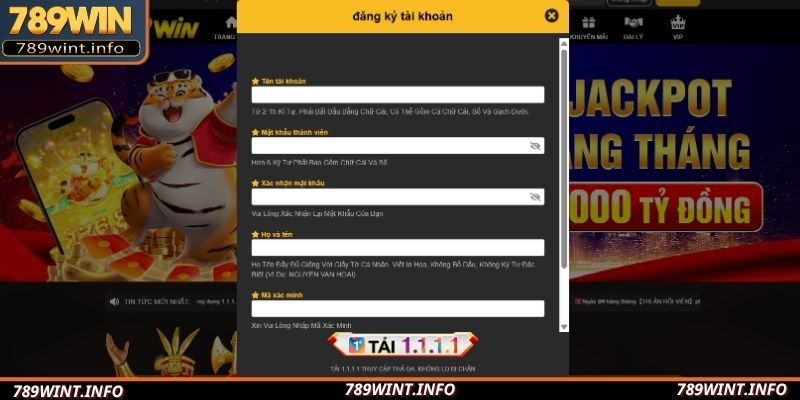 Cung cấp dữ liệu đăng ký 789Win chính xác vào mẫu